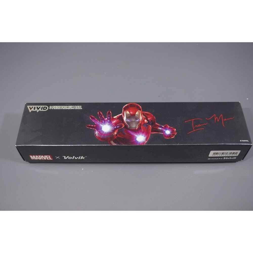 Volvik Vivid Marvel Iron Man 3 Piece Golf Ball Gift Set Red Yellow Matte Finish